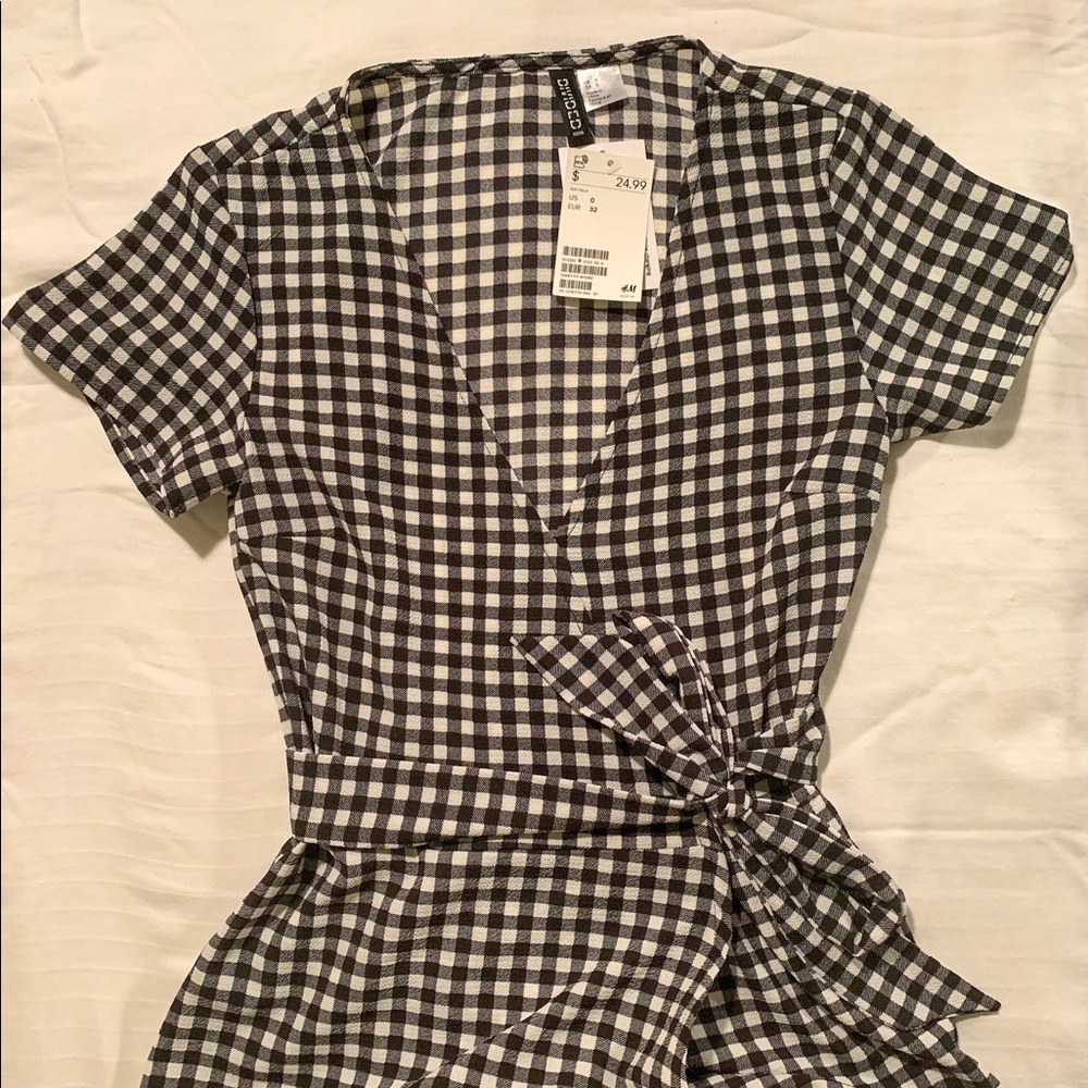 NWT H&M gingham wrap dress